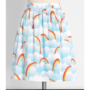MODCLOTH On My Wavelength Skater Skirt Rainbow Size Small